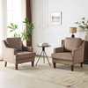 image:imageVINGLI Light Brown MidCentury Accent Chairs Set of 2 Upholstered Armchair Comfy Sofa Chairs High Back Living Room Chair Bedroom Furniture for Apartment