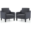 image:imageVINGLI Living Room Chairs Set of 2 Dark Grey Accent Chairs Mid Century Modern Chair Upholstered Arm Chair with Scooped Arms for Small Space Bedroom Apartment Home Office