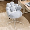 image:imageVINGLI Lovely Petal Vanity Desk Chair with Star Pillow Height Adjustable Armless Swivel Chair in Vibrant ColorBlocking Modern Computer Task Chair for Bedroom amp Home Office Teddy FleeceWhiteBlue