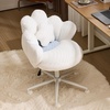 image:imageVINGLI Lovely Petal Vanity Desk Chair with Star Pillow Height Adjustable Armless Swivel Chair in Vibrant ColorBlocking Modern Computer Task Chair for Bedroom amp Home Office Teddy FleeceWhiteWhite