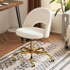 image:imageVINGLI Modern Teddy Fluffy Small Office ChairCute Desk Chair with WheelsGold BaseStuds Comfy Armless Swivel Vanity Task Chair for WomenGirlKids Nail Tech Chair for BedroomSmall SpaceWhiteWhite