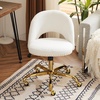 image:imageVINGLI Modern Teddy Fluffy Small Office ChairCute Desk Chair with WheelsGold BaseStuds Comfy Armless Swivel Vanity Task Chair for WomenGirlKids Nail Tech Chair for BedroomSmall SpaceWhiteWhiteteddy Fleece