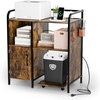image:imageVINGLI Multifunctional Printer Stand with Trolley Paper Shredder Stand Rack with Wheels Lateral Office Storage Cabinets with Socket and USB Charging Port Open Shelves for Home Office
