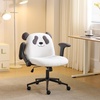 image:imageVINGLI Panda Cute Vanity Chair with Flipup Armrests Adjustable Height Swivel Home Office Desk Chair with Wheels Ergonomic Wide Teddy Fleece Fabric Office Chairfor Bedroom Makeup Teens GrayGrey