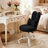 image:imageVINGLI Playful Rabbit Ear Swivel Green Vanity Desk Chair with wheelsampBow PillowCute Comfy Small Armless Adjustable Rolling Stool for BedroomHome Officefor KidsTeensGirlsWomenAdultsTeddy FleeceStarry Black