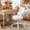 image:imageVINGLI Playful Rabbit Ear Swivel Green Vanity Desk Chair with wheelsampBow PillowCute Comfy Small Armless Adjustable Rolling Stool for BedroomHome Officefor KidsTeensGirlsWomenAdultsTeddy FleeceMarshmallow White