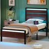 image:imageVINGLI Queen Platform Bed Frame with Wood Headboard amp Footboard 12Inch UnderBed Storage Space LED 2 AC 2 USB 1 TypeC Charging Port Sturdy Metal NoiseFree Design Modern Apartment BedroomBlackMahogany Brown