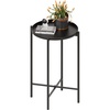 image:imageVINGLI Round Metal Side Table with Removable Tray Outdoor Patio Coffee Table Waterproof End Table for Small Spaces Outdoor Patio Living Room Bedroom Balcony XBrace amp NonSlip Pads 1 GoldBlack