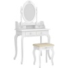 image:imageVINGLI Vanity Desk with Lighted Mirror and 5 Drawers Makeup Vanity Set with Stool and 10 Lights Dressing Table for Bedroom Dressing Room WhiteWhite  4Drawers With Carved Pattern