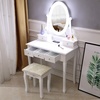 image:imageVINGLI Vanity Desk with Lighted Mirror and 5 Drawers Makeup Vanity Set with Stool and 10 Lights Dressing Table for Bedroom Dressing Room WhiteWhite  5Drawers With LED Bulb