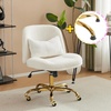image:imageVINGLI Wide Criss Cross Legged Office ChairButtprint Ergonomic Desk Chair Comfy with PillowampGold BaseDualUse withno WheelsAdjustable Vanity Swivel Chair for BedroomHome OfficeTeddy PlushPurpleCherished White