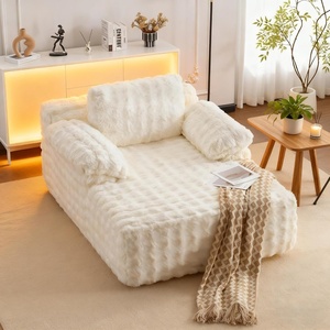 image:imageVINGLI Boneless Chaise Lounge Chair Indoor 555 Deep Seat Sleeper Sofa Bed Upholstered Bubble Fleece Fabric Couches for Living Room Bedroom Play Room No Assembly RequiredWhite