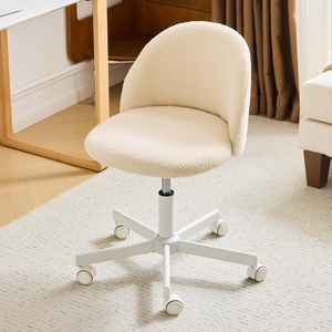image:imageVINGLI Candy Chair Armless Cute Desk ChairComfy Small Office Chair with WheelsVanity Chair with Lumbar SupportTeddy Adjustable Rolling Swivel Computer Task Chair for Home OfficeBedroomMuted GreyCreamy Beige