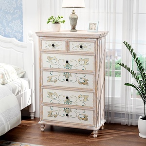 image:imageVINGLI Dresser Wood Chest of Drawers for Bedroom Tall Dresser 6 Drawer Chest Boho Wooden Dressers with Drawers and Solid Wood Legs Rustic Washed White