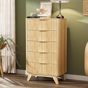 image:imageVINGLI Fluted Dresser for Bedroom 6 Drawer Dresser wRounded Edges Mid Century Modern Dressers Natural Wood Color 468 W156 D31 HOak