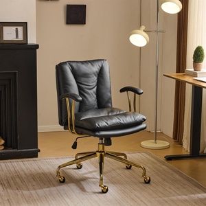 image:imageVINGLI Home Office Desk Chair Comfy with wheelsampRemovable ArmrestsGold Base Vanity Chair with BackAdjustable Rolling Swivel Computer Task Chair for StudyMakeupOfficeBedroomMicrofiberSuedeBrownBlackpu