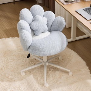 image:imageVINGLI Lovely Petal Vanity Desk Chair with Star Pillow Height Adjustable Armless Swivel Chair in Vibrant ColorBlocking Modern Computer Task Chair for Bedroom amp Home Office Teddy FleeceWhiteBlue