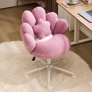 image:imageVINGLI Lovely Petal Vanity Desk Chair with Star Pillow Height Adjustable Armless Swivel Chair in Vibrant ColorBlocking Modern Computer Task Chair for Bedroom amp Home Office Teddy FleeceWhitePurple