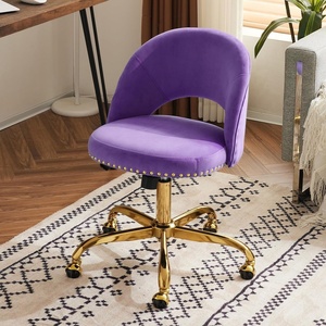 image:imageVINGLI Modern Teddy Fluffy Small Office ChairCute Desk Chair with WheelsGold BaseStuds Comfy Armless Swivel Vanity Task Chair for WomenGirlKids Nail Tech Chair for BedroomSmall SpaceWhiteViolet Purple
