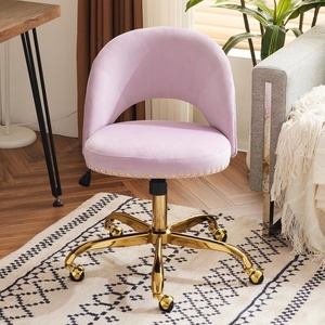 image:imageVINGLI Modern Teddy Fluffy Small Office ChairCute Desk Chair with WheelsGold BaseStuds Comfy Armless Swivel Vanity Task Chair for WomenGirlKids Nail Tech Chair for BedroomSmall SpaceWhiteLight Purple