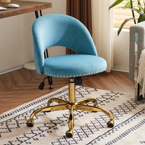 image:imageVINGLI Modern Teddy Fluffy Small Office ChairCute Desk Chair with WheelsGold BaseStuds Comfy Armless Swivel Vanity Task Chair for WomenGirlKids Nail Tech Chair for BedroomSmall SpaceWhiteCruising Blue
