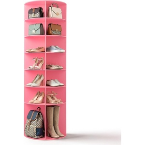 image:imageVINGLI Pink Rotating Shoe Rack Tower 7 Tier 360Shoe Storage for Girls Room 73 Tall Vertical Carousel Organizer for Kids Shoes Toys amp Dolls Cute Nursery Corner Shelves No Tool AssemblyPink
