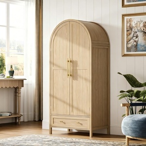 image:imageVINGLI Wardrobe Closet with 2 Doors and 2 Drawers 72 H Wardrobe Cabinet Closet Freestanding Clothing Storage Cabinet Wooden White Bedroom Armoire Combination for Hanging ClothesOak