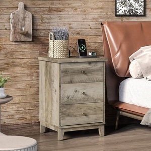 image:imageVINGLI White Nightstand with Charging Station High Gloss Led Night Stand with Drawers End Table Bedside Table Smart Nightstand Modern Small Night Stand for Bedroom 1563 W1161 D2362 HGrey