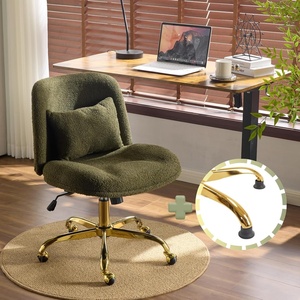 image:imageVINGLI Wide Criss Cross Legged Office ChairButtprint Ergonomic Desk Chair Comfy with PillowampGold BaseDualUse withno WheelsAdjustable Vanity Swivel Chair for BedroomHome OfficeTeddy PlushPurpleOlive Green